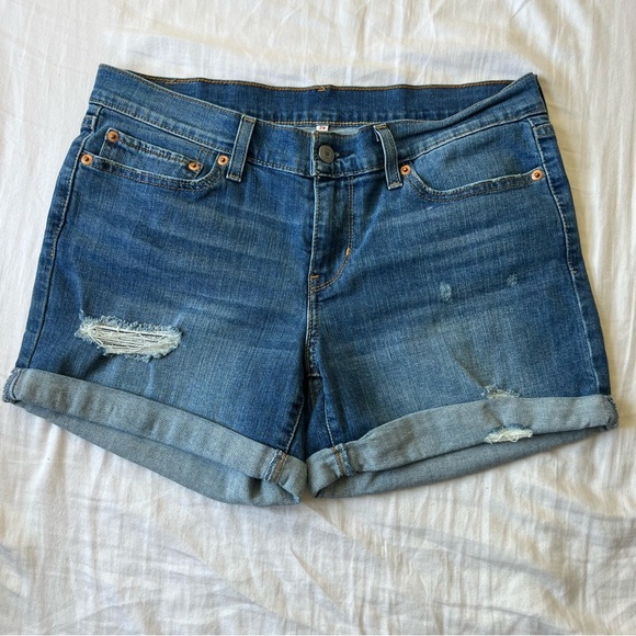 Levi's Pants - Levi's Blue Jean Shorts Distressed Cuffed Hem size 29